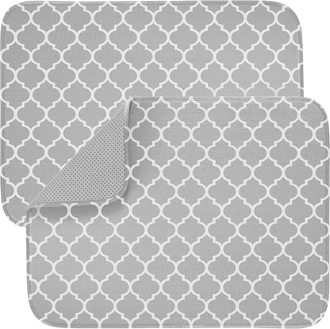 GORILLA GRIP Ultra Water Absorbent Microfiber Dish Drying Mat, 2 Pack, Slip by Unknown