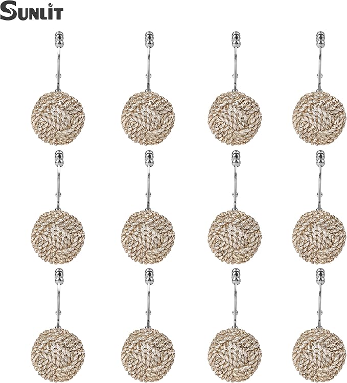Sunlit Boho Knots Double Shower Curtain Hooks, Home Decorative Shower Curtain - Image 3