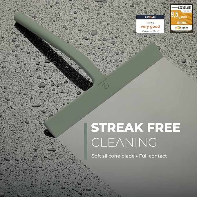 Silicone Shower Squeegee with 3-in-1 No-Drill Mount, Streak-Free & No-Squeak - Image 2