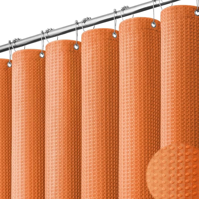 Dynamene Stall Waffle Shower Curtain 256GSM Heavy Fabric 54x78 Burnt Orange by Dynamene