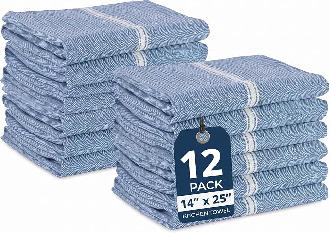 LANE LINEN Absorbent Kitchen Towels 100% Cotton Lint-Free 12 Pack by LaneLinen