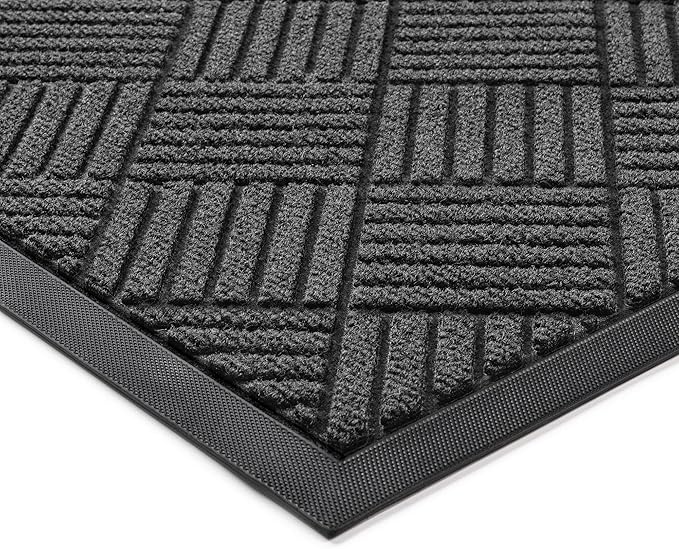 Front Door Mat, Heavy Duty Indoor Outdoor Doormat, 72" x 24" Low Profile Outdoor Mats for Home Entrance, Stain and Fade Resistant Welcome Mat Ideal for High Traffic Area, Diamond Grey