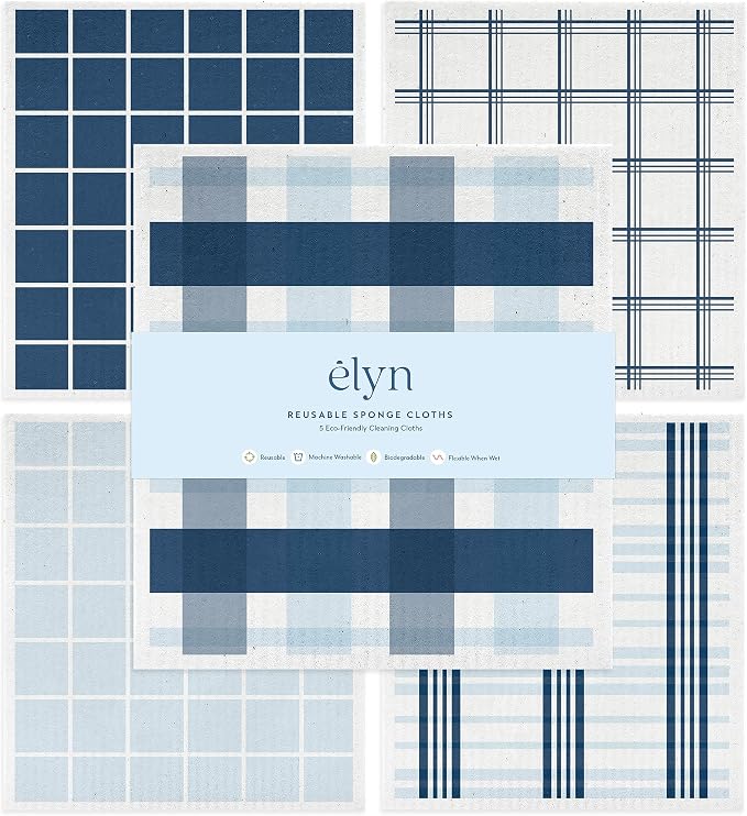 ELYN Swedish Dishcloths, Reusable & Washable Sponge Cloths, Absorbent Cleaning by ELYN