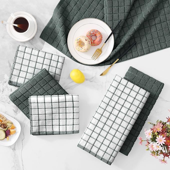 Homaxy Large Premium Cotton Kitchen Towels 16"x 28", 12 Pack, Dark Green - Image 9
