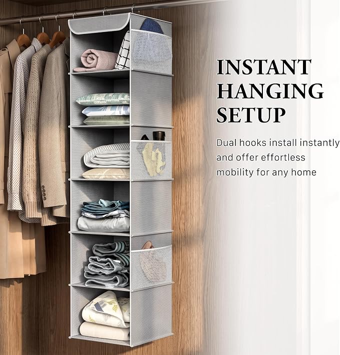 Simple Houseware 6 Shelf Hanging Closet Organizer, Top Support Metal Frame - Image 6