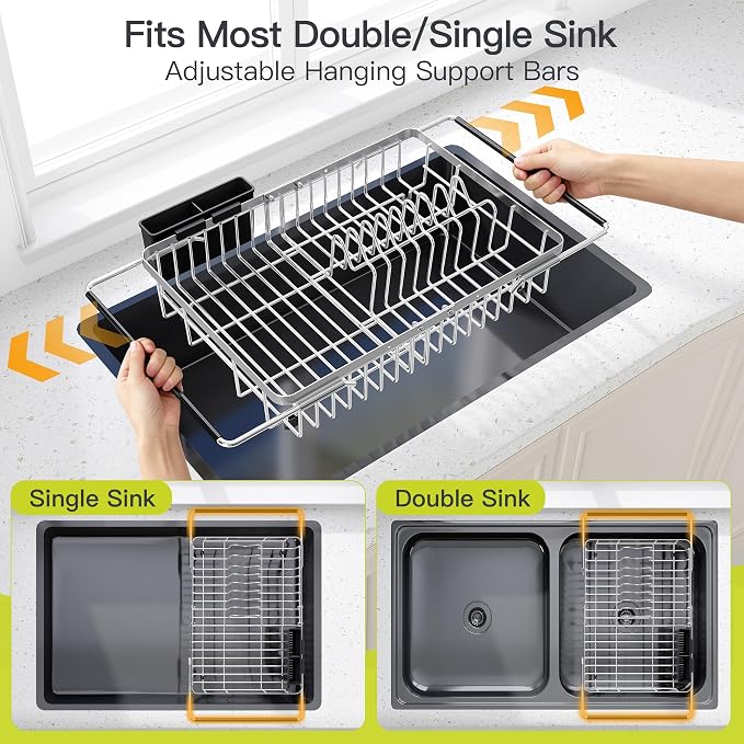 JASIWAY Expandable Dish Drying Rack Over the Sink - Image 3