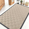 OLANLY Front Door Mat Outside Entrance 47x32, Absorbent, Heavy Duty Sturdy Natural Rubber Doormat Indoor Outdoor, Non-Slip, Stain and Fade Resistant, Low Profile Floor Mat for Entryway, Latte White
