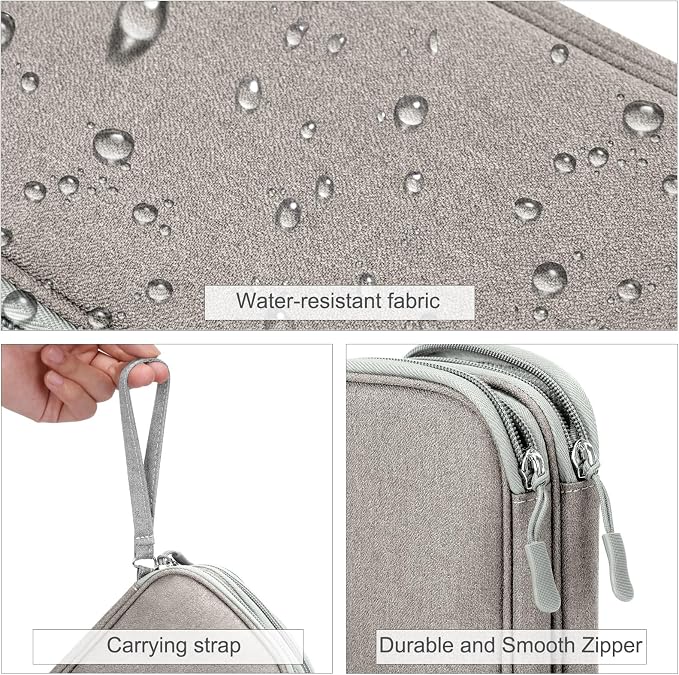 FYY Electronic Organizer, Travel Tech Pouch Bag, Khaki | Wrist Strap, Waterproof - Image 4