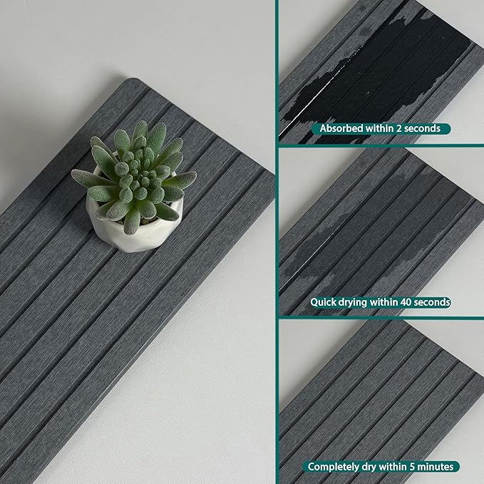 2 PCS Water Absorbent diatomite Coasters, 12" x 5.5" Water Absorbing Stone Tray for Sink, Stone Drying mat for Kitchen Counter, Stone soap Tray Used for Hand Soaps & toiletries & Plants