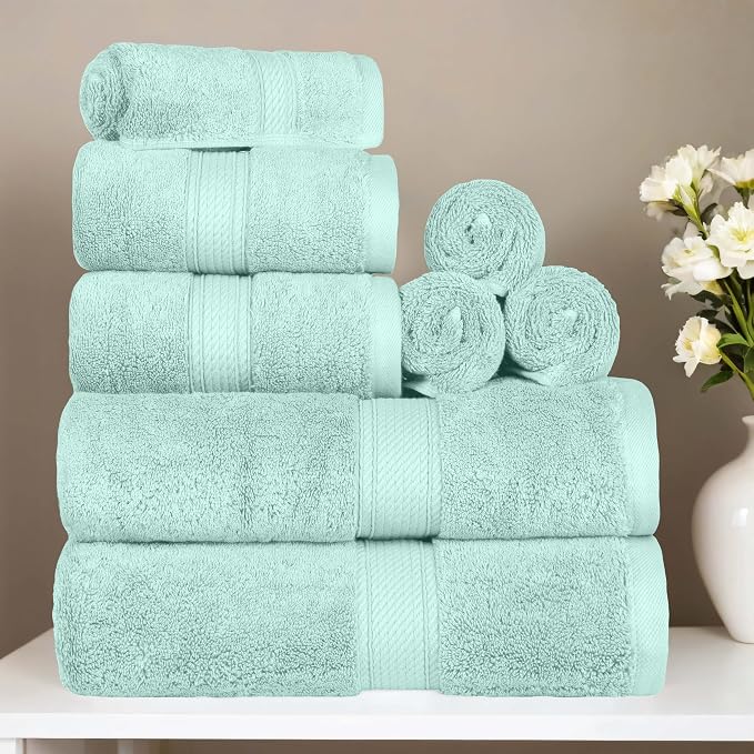 SUPERIOR Egyptian Cotton Ultra Plush & Absorbent, 8 Piece Set, Sea Foam | Quick - Image 2