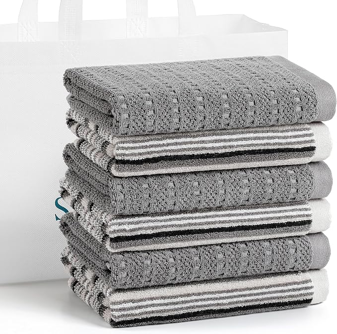 Kitchen Dish Towels for Drying Dishes, Large Cotton Kitchen Towels, Stripped by Unknown