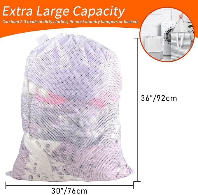 Polecasa 2 Pack Heavy Duty Diamond Mesh Laundry Bag - Image 3