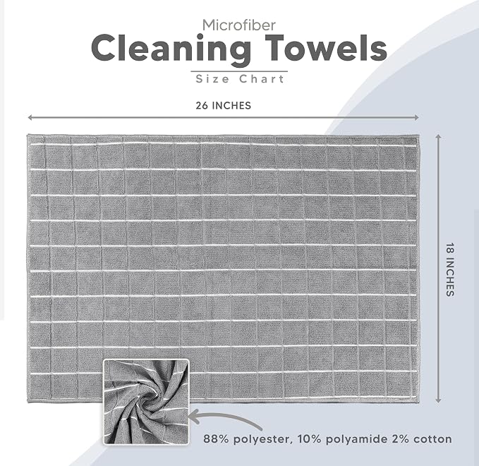 Utopia Towels Microfiber Kitchen Towels 8 Pack 18x26 Inch Grey - Image 3