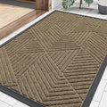 Smiry Front Door Mat Outside Entrance, Heavy Duty Sturdy Natural Rubber Doormat, Trap Dirt and Moisture, Easy Clean Low Profile Mats for Indoor Outdoor Entry, Irregular Triangle (29.5x17, Camel)