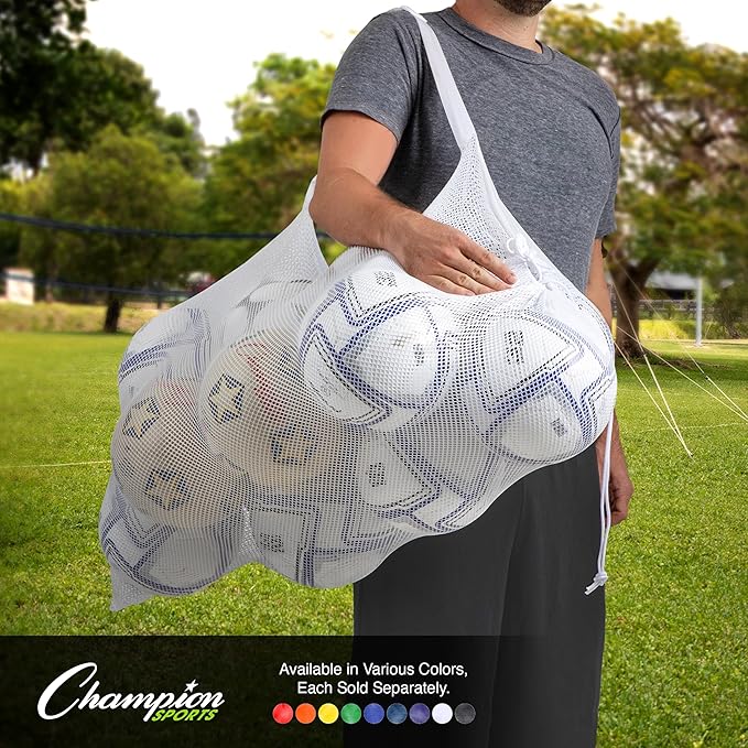 Champion Sports Mesh Equipment Bag – Heavy-Duty Nylon Drawstring Bag - Image 7