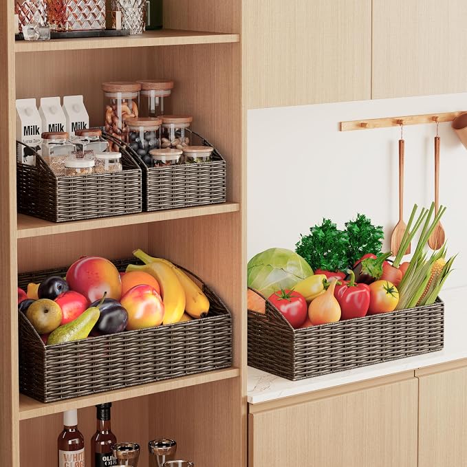 Pantry Baskets for Organizing, Wicker Basket Shelf Storage - Image 2