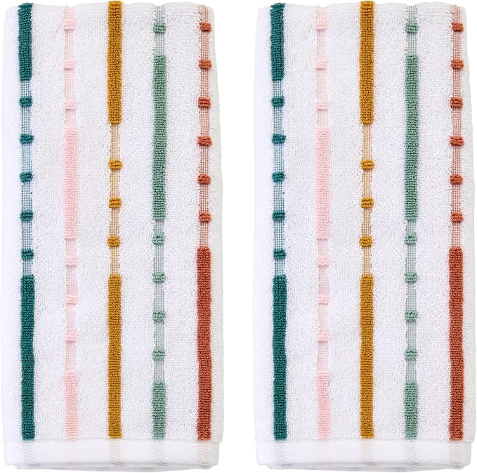 SKL Home Modesto Stripe Hand Towel Set-2pc, Premium 100% Cotton, reversible by SKLHomebySaturdayKnightLtd