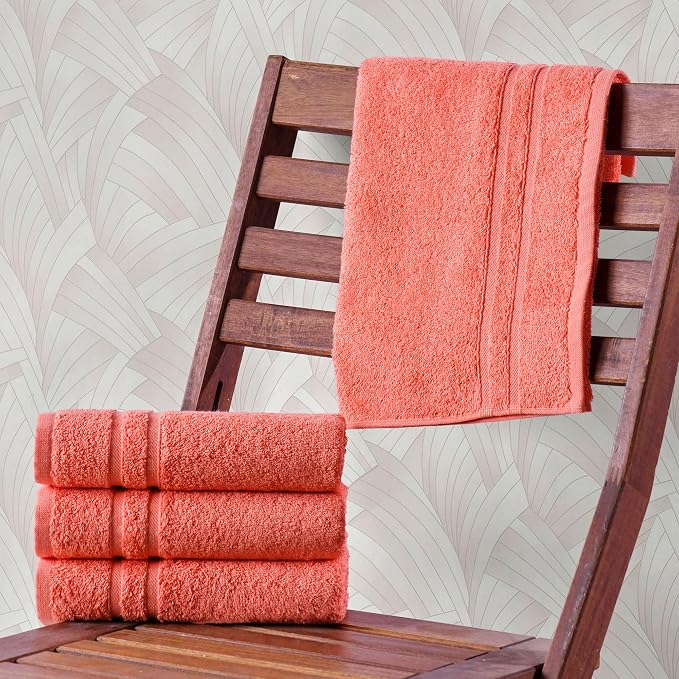 Hawmam Linen Coral Orange Hand Towels 4 Pack Turkish Cotton Premium Quality - Image 4