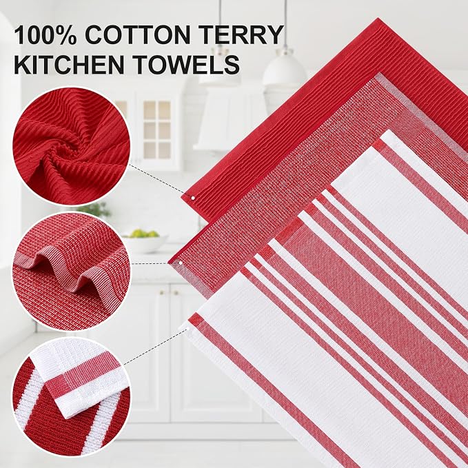 Homaxy Cotton 380 GSM Premium Kitchen Towels, 3 Pack - Image 2