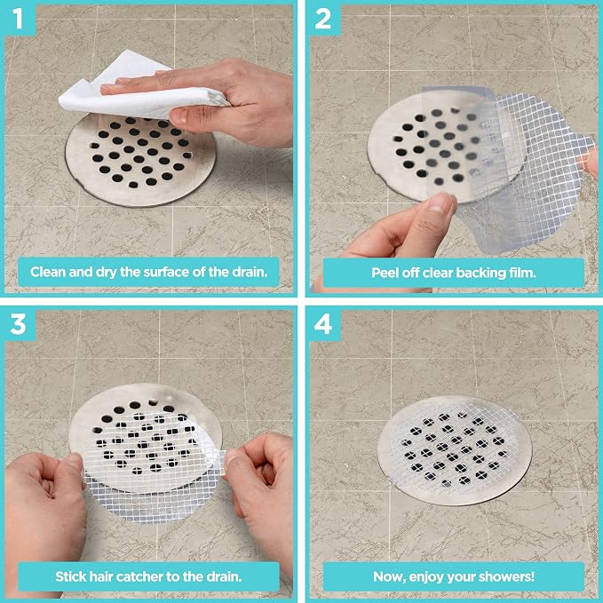 25 Pack Disposable Shower Drain Hair Catcher Mesh Stickers - Image 5
