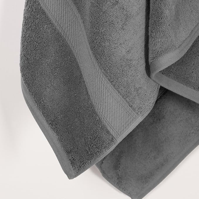 SUPERIOR Egyptian Cotton Plush & Absorbent, Bath Towel Set of 2, Charcoal | - Image 6