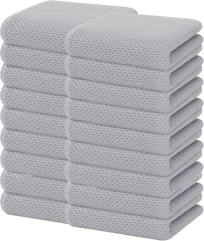 Homaxy 100% Cotton Waffle Weave Kitchen Dish Towels 18-Pack, Light Gray | 13 x by Homaxy