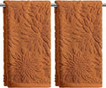Artoid Mode 2 Pcs Caramel 3D Dahlia Floral Jacquard Hand Towels by ArtoidMode