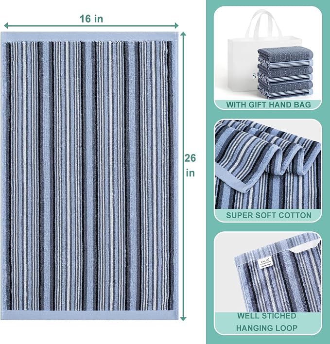 Kitchen Dish Towels for Drying Dishes, Large Cotton Kitchen Towels, Stripped - Image 2