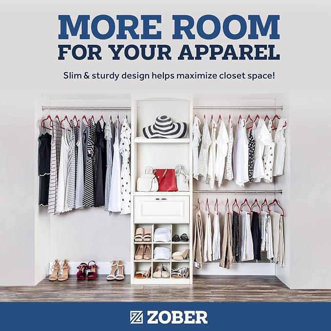Zober Burgundy Velvet Hangers 50 Pack, Slim Non Slip Clothes Hangers | Slim - Image 5