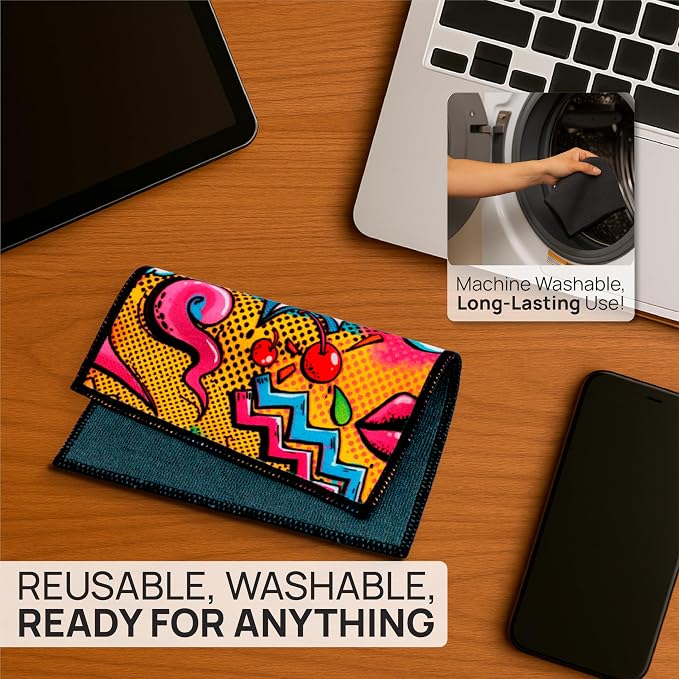 Microfiber Wholesale Quick Cloth Glasses Cleaning Cloths – 5x7 Popart | 2 Pack - Image 4