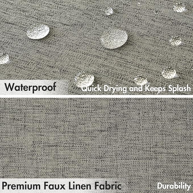 MIULEE Grey Scalloped Linen Shower Curtain 72x72 Inches - Image 4