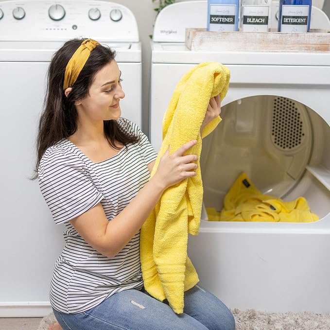 Hawmam Linen Yellow Bath Towels 4 Pack Soft and Absorbent - Image 2
