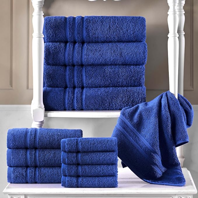 Hawmam Linen Royal Blue Hand Towels 4 Pack Turkish Cotton Premium Quality Soft - Image 8