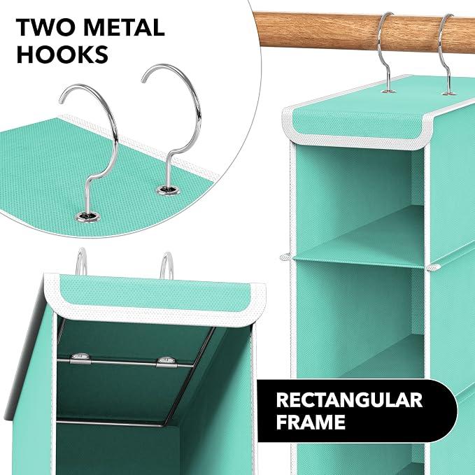 Simple Houseware 10 Shelves Closet Hanging Shoe Organizer, Turquoise | Dual - Image 6