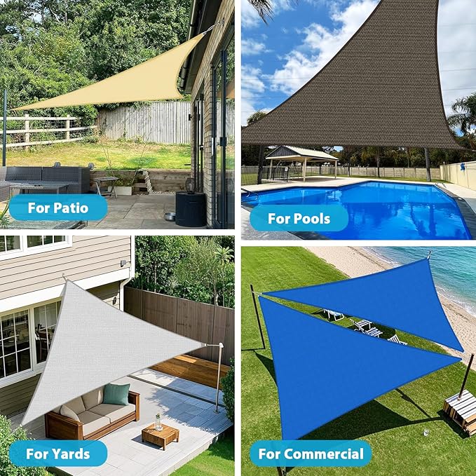 Amagenix Sun Shade Sail 10X12X12 Curved Edge Outdoor Shade Canopy White Breathable 95% UV Block Shade Cloth for Patio Garden Backyard (We Make Custom Size)