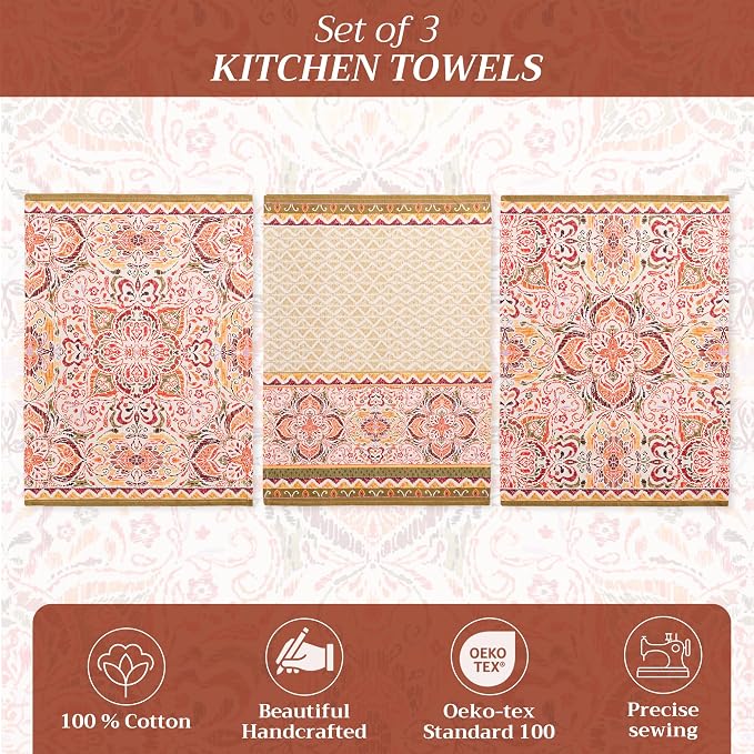 Maison d' Hermine Kitchen Towels Set of 3 Reusable 100% Cotton 27.50" x 20" - Image 2