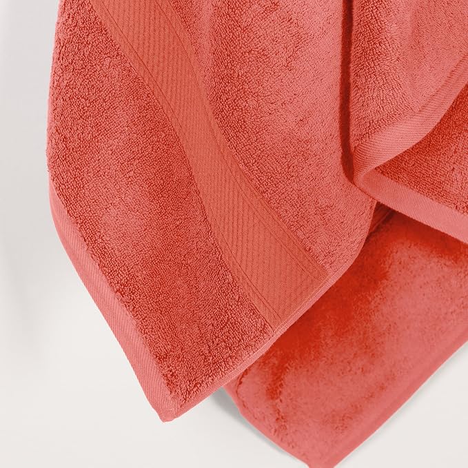 Superior Egyptian Cotton Plush & Absorbent, Bath Towel Set of 2, Coral | Quick - Image 6