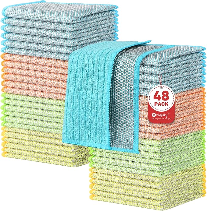 Orighty Dish Cloths, 48 Pack Double-Layer Metal Dish Rags by AllRightinOrighty