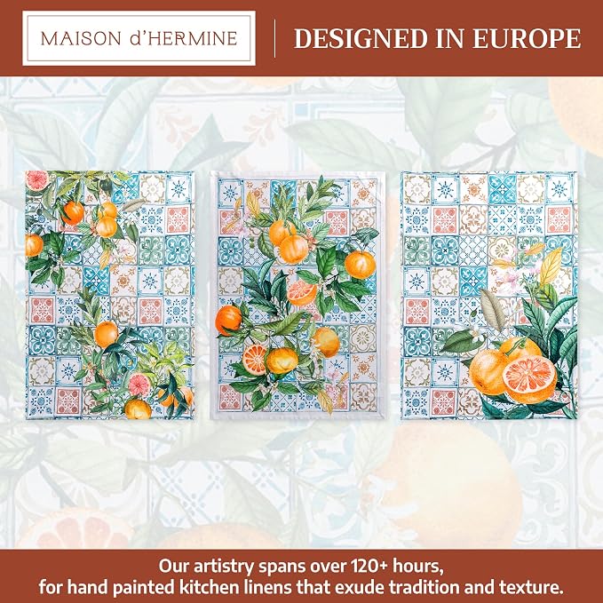 Maison d' Hermine Kitchen Towels Set of 3 Reusable 100% Cotton 27.50" x 20" - Image 2