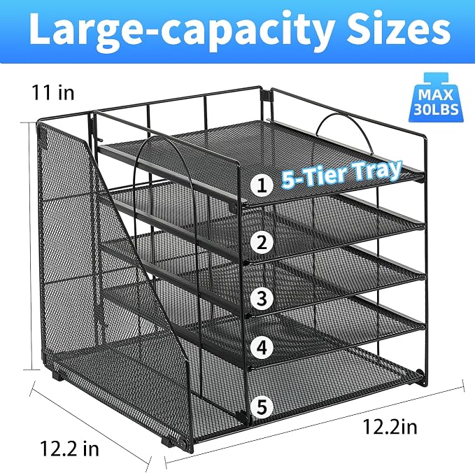 OPNICE Desk Organizer, 5-Tier Paper Organizer Letter Tray, Office Desk - Image 2