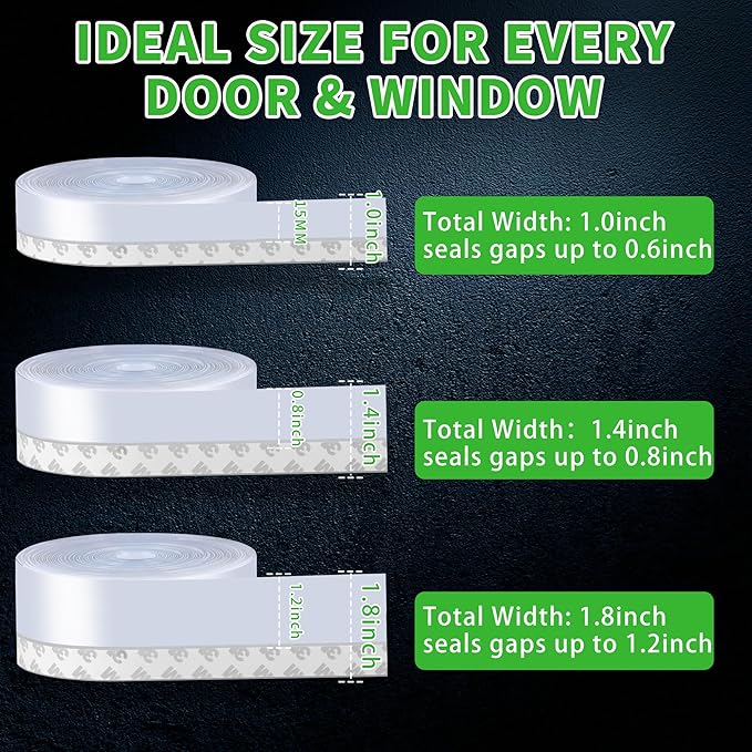 Door Weather Stripping Door Seal Strip, 1.8 in Self Adhesive Clear | Door Draft - Image 8