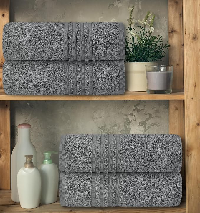 White Classic Wealuxe Grey Bath Towels Set of 4, Cotton Body Towel - Image 5