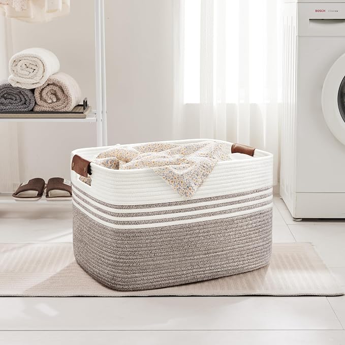 86L Woven Laundry Basket Hamper - Image 3