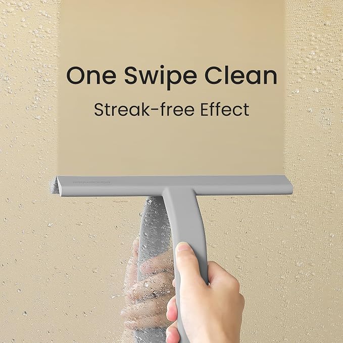 JustHang Shower Squeegee with Built-in Hook, 10-Inch Gray | Award-Winning Design - Image 2