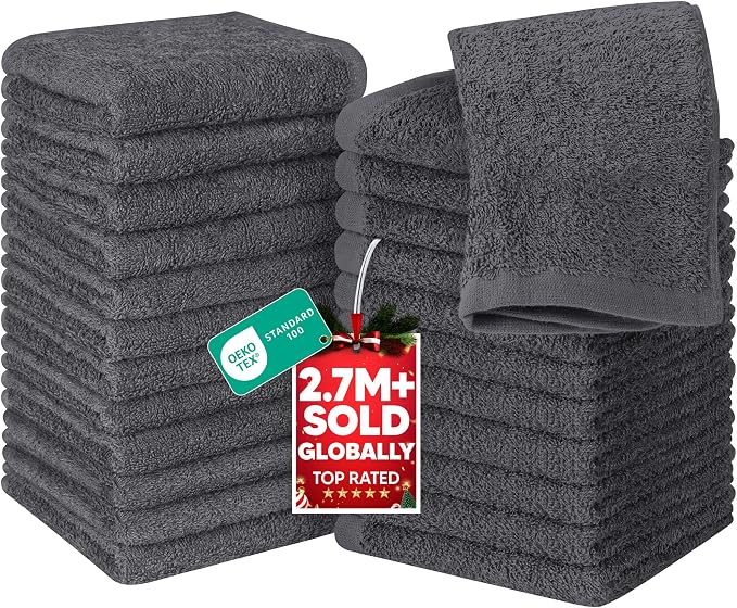 Utopia Towels 24 Pack Washcloths, 12x12 in, 100% Cotton, Fast Drying Soft Feel by Unknown