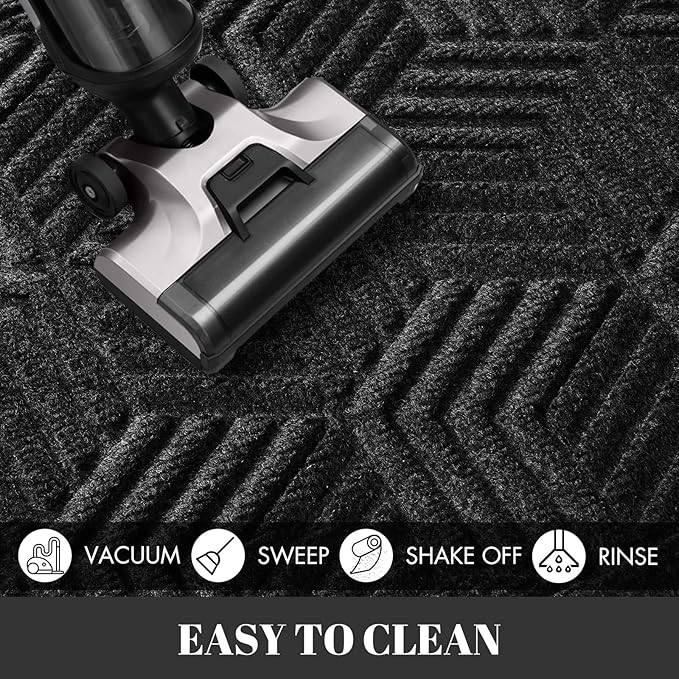 Yimobra Extra Large Door Mat 36x24, All-Season Waterproof Outdoor Mats for Front Door Entrance with Drainage Holes, Heavy Duty Non-Slip Doormat for Garage Patio Entryway Indoor, Black