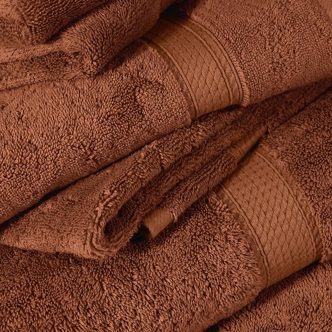 SUPERIOR Egyptian Cotton Ultra Plush & Absorbent, 10 Piece Set, Rust | Quick Dry - Image 9