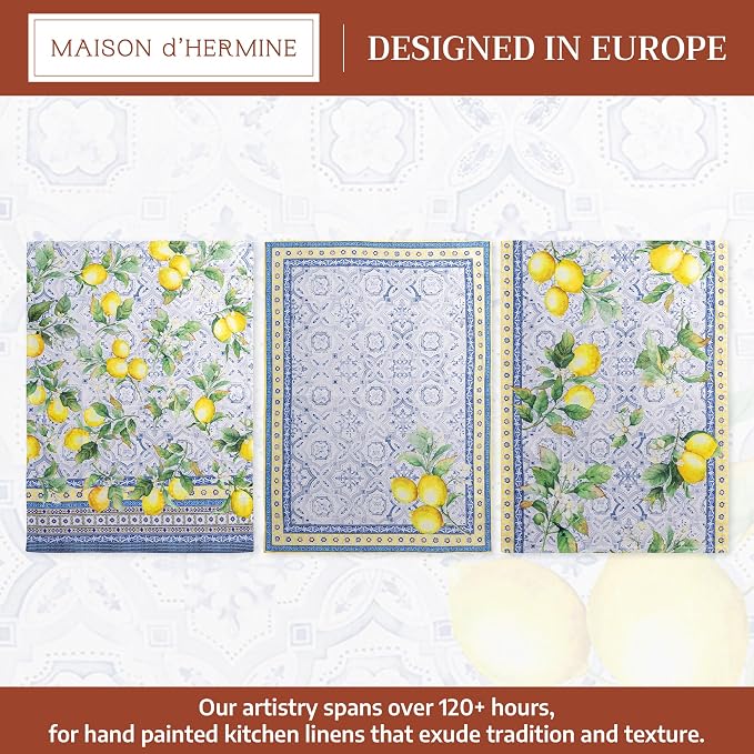 Maison d' Hermine Kitchen Towels Set of 3 Reusable 100% Cotton 27.50" x 20" - Image 2