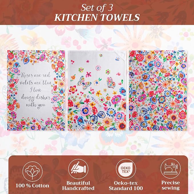 Maison d' Hermine Kitchen Towels Set of 3 Reusable 100% Cotton 27.50" x 20" - Image 2