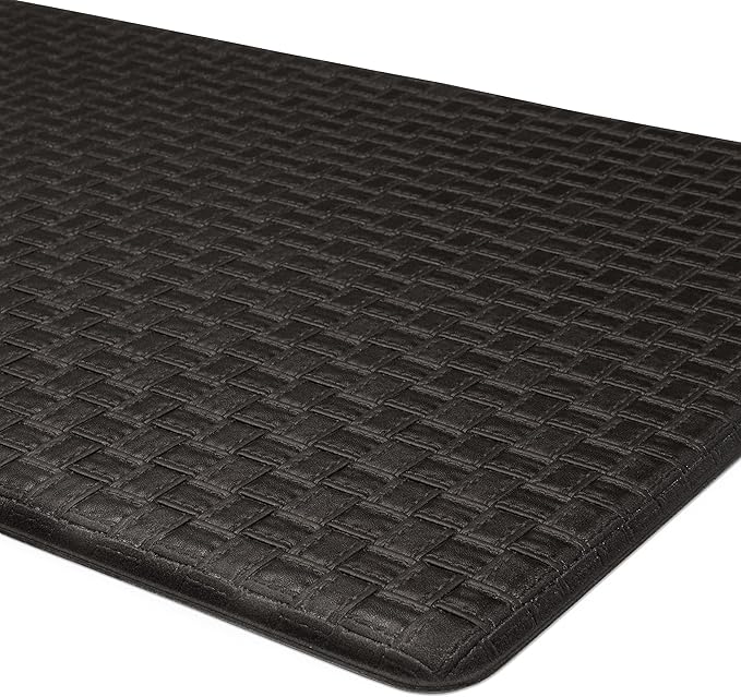 Achim Home Furnishings Woven-Embossed Faux-Leather Anti-Fatigue Mat - 18in x 30in - Black